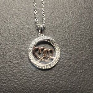 Kohl's Silver and Rose Gold Heart Circle Necklace